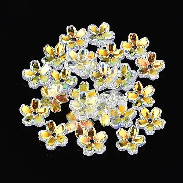 Transparent Electroplate Glass Bead Caps