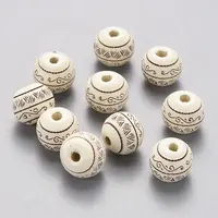 Painted Natural Wood Beads