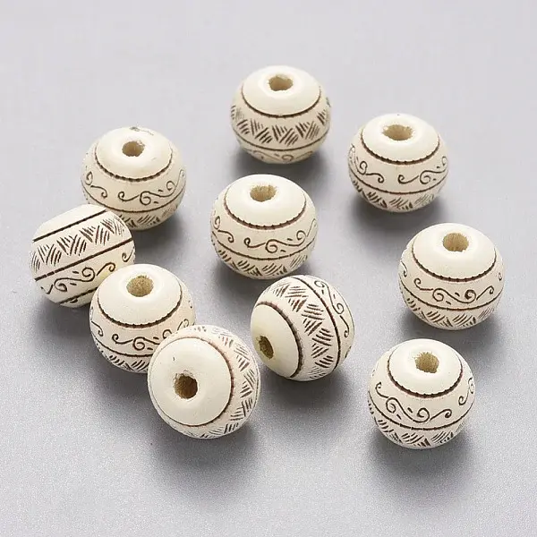 Painted Natural Wood Beads