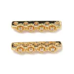 Brass Micro Pave Clear Cubic Zirconia Spacer Bars