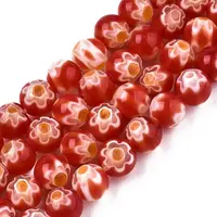 Round Millefiori Glass Beads Strands