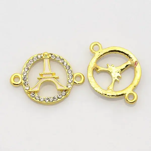 Golden Tone Alloy Enamel Rhinestone Multi-stone Links connectors