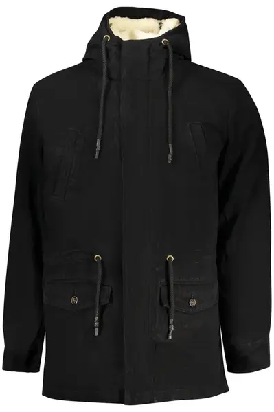 Čierna pánska parka s kapucňou