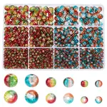 1340Pcs 6 Style Two Tone Transparent Crackle Glass Beads Strands