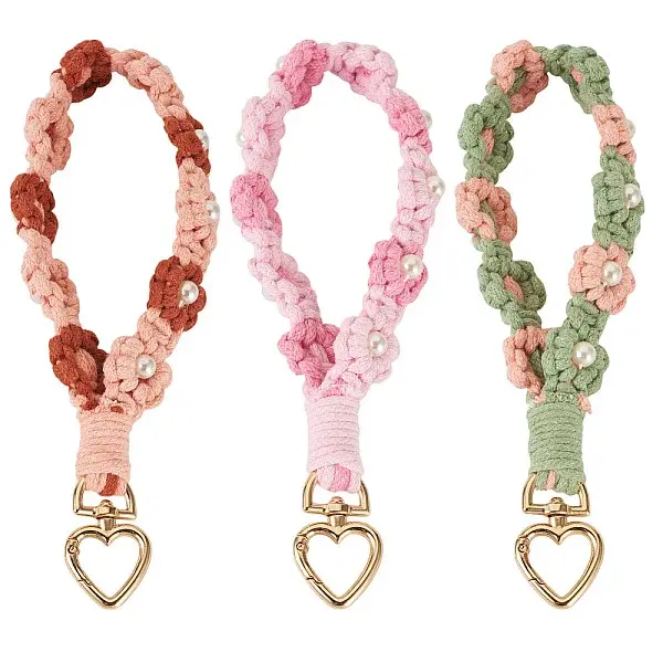 3Pcs Cotton Braided Flower Pendant Decorations