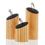 3Pcs 3 Sizes Wood Jewelry Finger Ring Displays Stands