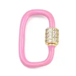 Oval Brass Micro Pave Clear Cubic Zirconia Screw Carabiner Clasps