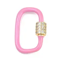 Oval Brass Micro Pave Clear Cubic Zirconia Screw Carabiner Clasps