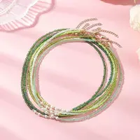 6Pcs 6 Colors White Round Shell Pearl and Glass Seed Beaded Necklaces