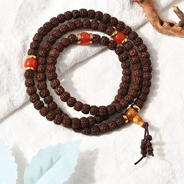 Buddhist Jewelry Prayer 108 Rudraksha Seed Mala Beads Necklaces