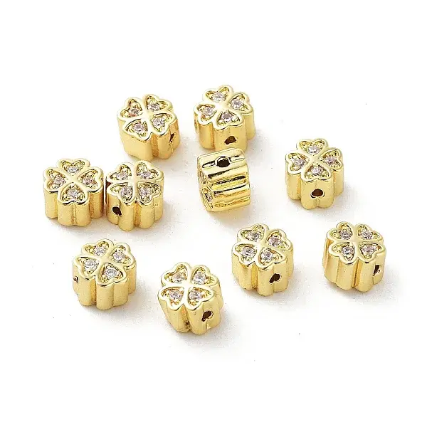 Brass Micro Pave Cubic Zirconia Beads