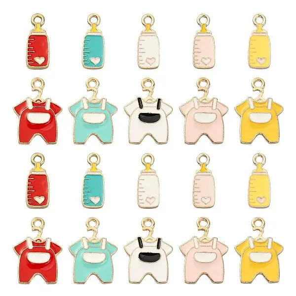 40Pcs 10 Styles Alloy Enamel Pendants