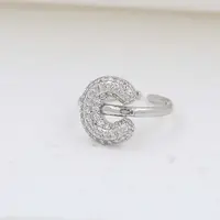 Brass Micro Pave Clear Cubic Zirconia Cuff Rings