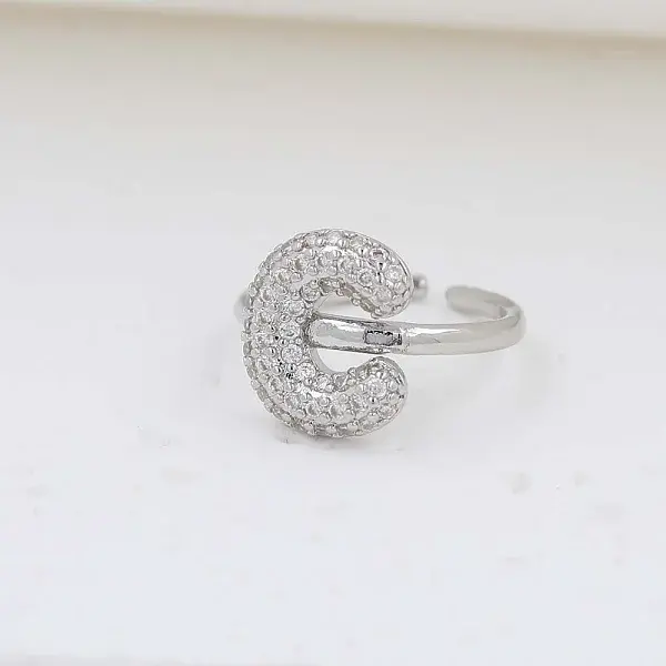 Brass Micro Pave Clear Cubic Zirconia Cuff Rings