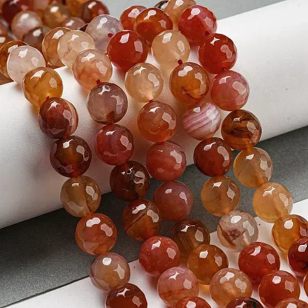 Faceted Natural Banded Agate Beads Strands