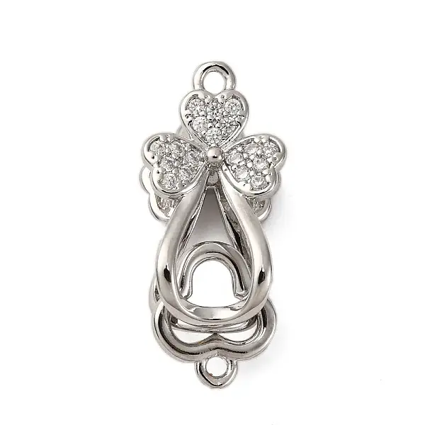 Brass Micro Pave Clear Cubic Zirconia Interlocking Clasps