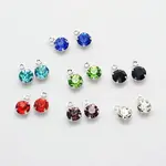 Flat Round Brass Micro Pave Cubic Zirconia Charms
