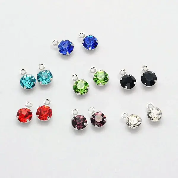Flat Round Brass Micro Pave Cubic Zirconia Charms