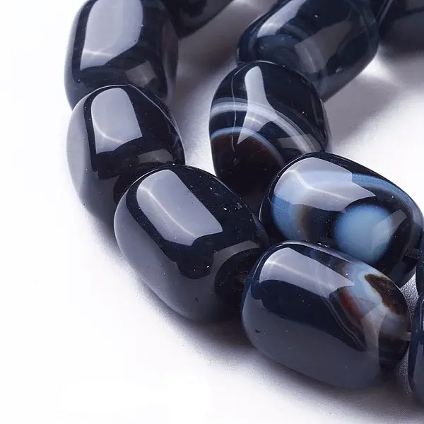 Dyed & Heated Natural Black Agate Beads Strands