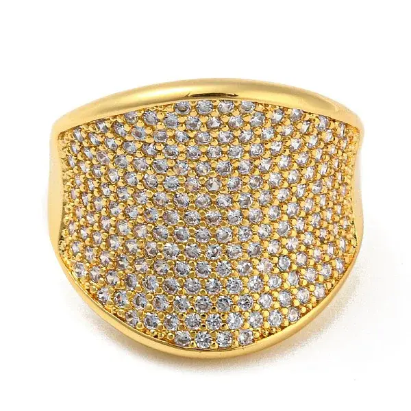 Rack Plating Brass Micro Pave Clear Cubic Zirconia Wide Open Cuff Rings