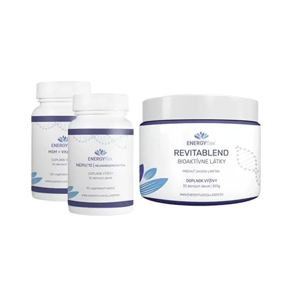 Energyflex balíček zdravé kĺby a chrbtica (MSM + Vitamín C, Nerv/10, Revitablend malina)