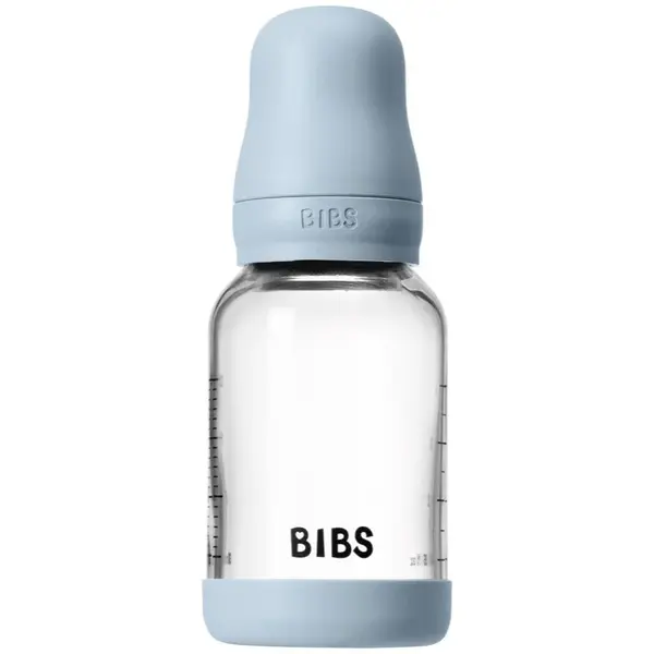 BIBS Baby Glass Bottle Round Latex antikoliková lahev Baby Blue 120 ml