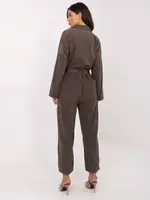 Dámske nohavice v tmavej khaki farbe