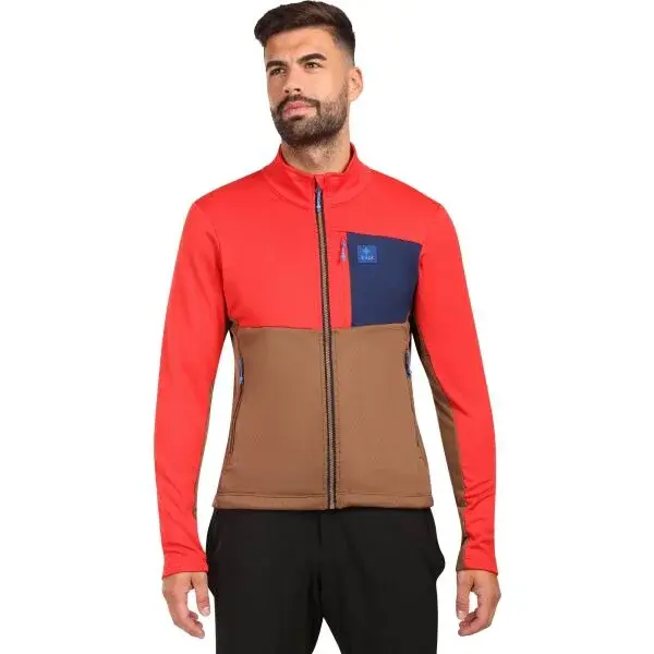 KILPI ERIN Pánska flísová mikina, hnedá, veľkosť