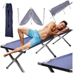 Skladacia turistická, kempingová posteľ Canada XXL 150 kg – 190 × 70 cm, modrá