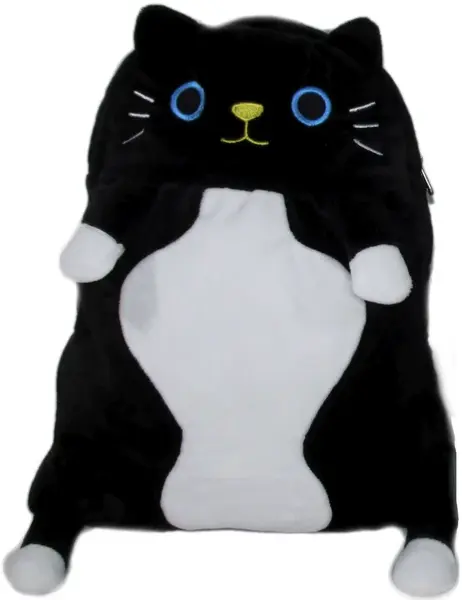 Plyšový batoh Kočka černá – 35×28 cm