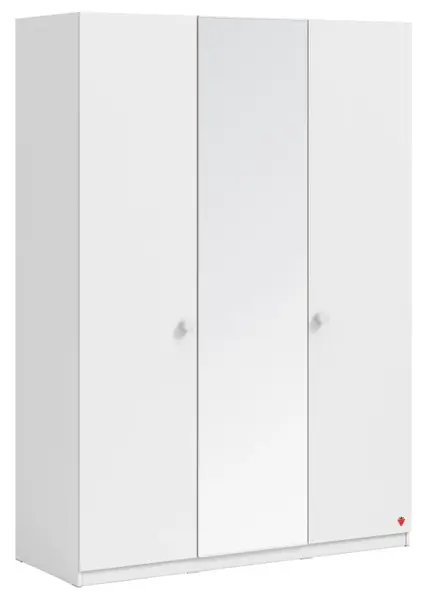 Třídveřová šatní skříň se zrcadlem vendella - bílá