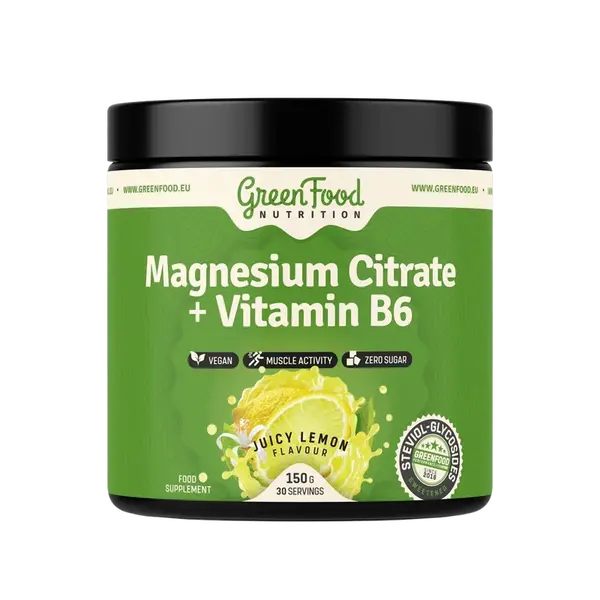 GREENFOOD NUTRITION Magnesium Citrate + Vitamin B6, juicy lemon 150 g