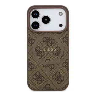 Zadní kryt Guess PU Leather 4G Colored Ring Magnetic pro Apple iPhone 17 Pro, hnědá