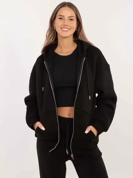 Černá mikina na zip s kapucí