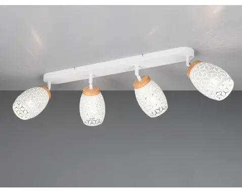 Stropné osvetlenie Bidar, biely kov/drevo, 4 svietidlá%