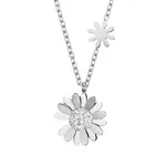 Troli Pôvabný oceľový náhrdelník s kvietkami VSN004S-PET
