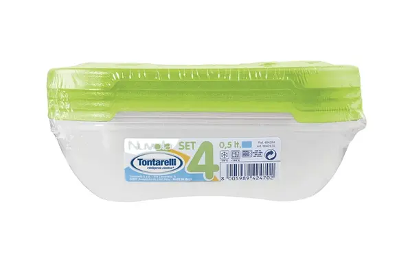 Tontarelli Dóza na potraviny Nuvola obdélníková 0,5 l 4 ks zelená