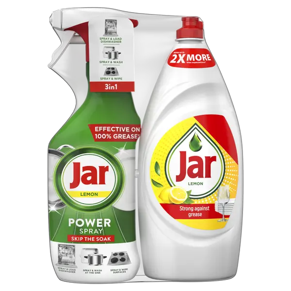 JAR sada: Power Spray 3v1 Lemon 500 ml + Jar Lemon tekutý prostředek na nádobí 900 ml