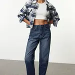 Trendyol Dark Blue Normal Waist Mom Jeans