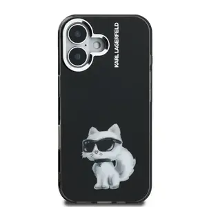 Zadní kryt Karl Lagerfeld IML Aquarelle Choupette Apple iPhone 16, černá