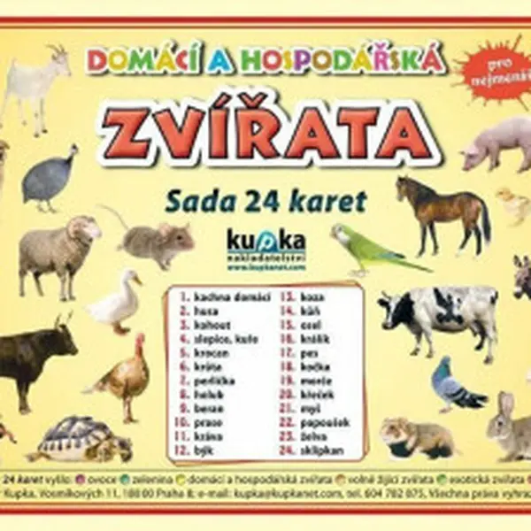 Sada 24 karet Zvířata domácí a hospodářská - Petr Kupka