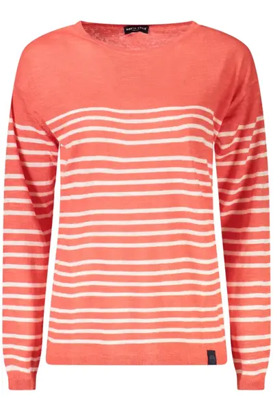 Dámský červený svetr s pruhy