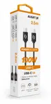 Datový kabel ALIGATOR POWER 100W, USB-C/USB-C 5A, 2,5m černý