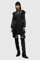 Šaty AllSaints Fleur černá barva, mini