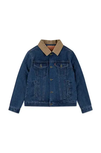 Dětská riflová bunda Levi's QUILTED LINED TRUCKER modrá barva, 9EN826