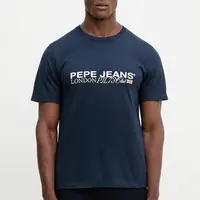 Bavlněné tričko Pepe Jeans pánské, tmavomodrá barva, s potiskem, PM5010104