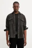 Džínová košile Rag & Bone pánská, hnědá barva, regular, s klasickým límcem, RX0825FSUBB