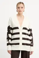 Kardigan s příměsí vlny Ermanno Firenze dámský, béžová barva, 57TN044EA5