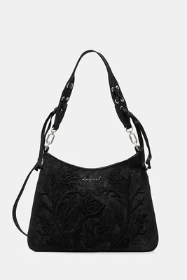 Kabelka Desigual ROMEO FLORAL TOTAL BL černá barva, 25WAXP40