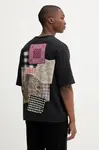 Bavlněné tričko Desigual COMO pánské, černá barva, s potiskem, 25WMTK33